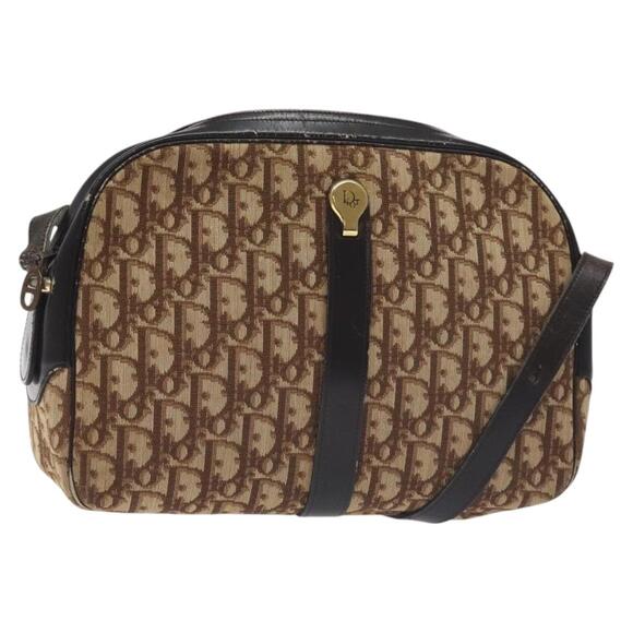 DIOR Trotter Canvas Shoulder Bag Brown Gold - Picture 1 of 12